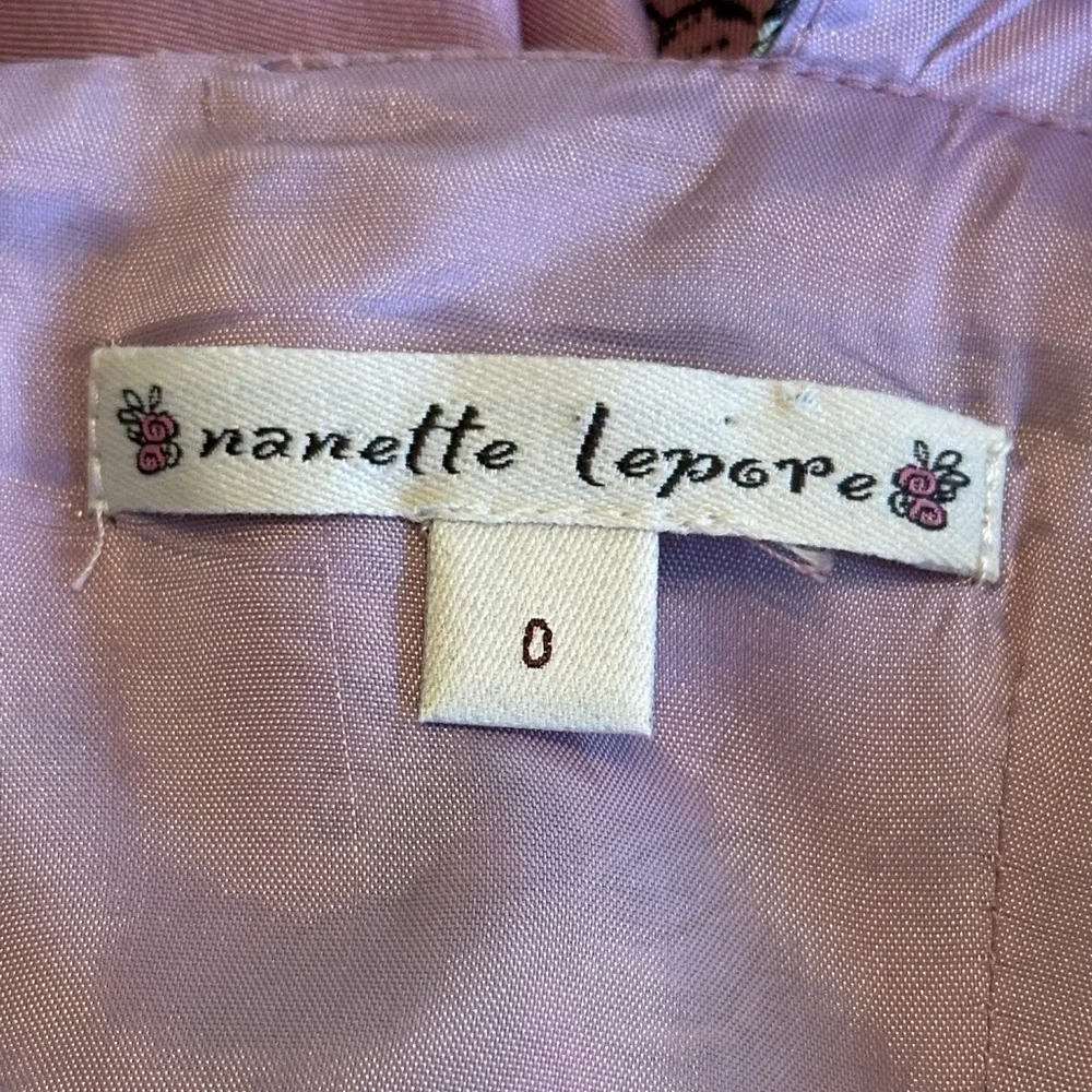Nanette Lapore | Vintage 100% Silk Floral Midi Dress with Lace Detail, Size 0 - Picture 5 of 12
